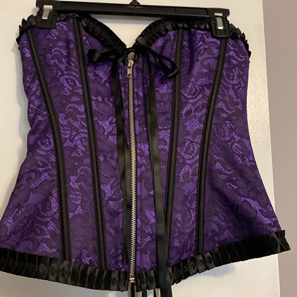 Purple & Black Front Zipper Corset - Picture 2 of 9